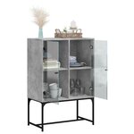 vidaXL Armoire latérale avec portes en verre gris béton 69x37x100 cm