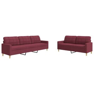 vidaXL Ensemble de canapés 2 Pièces rouge bordeaux tissu