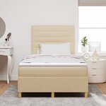 vidaXL Lit à ressorts avec matelas crème petit double tissu