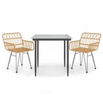 vidaXL Ensemble à manger de jardin 3 Pièces Résine tressée