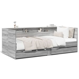 vidaXL Lit de jour avec tiroirs sans matelas sonoma gris 90x190 cm