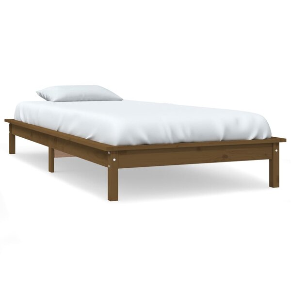 vidaXL Cadre de lit Marron miel 90x190 cm Bois de pin massif Simple