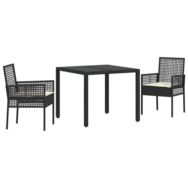 vidaXL Ensemble de salle à manger pour jardin 3 Pièces Noir polyrotin