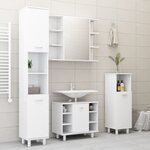 vidaXL Ensemble de meubles de salle de bain 4Pièces Blanc Bois ingénierie