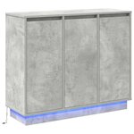 Buffet vidaXL avec LED  Gris béton  90x32x75 cm  en bois d'ingénierie