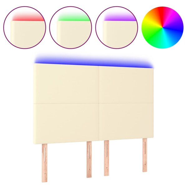 vidaXL Tête de lit à LED Crème 144x5x118/128 cm Similicuir