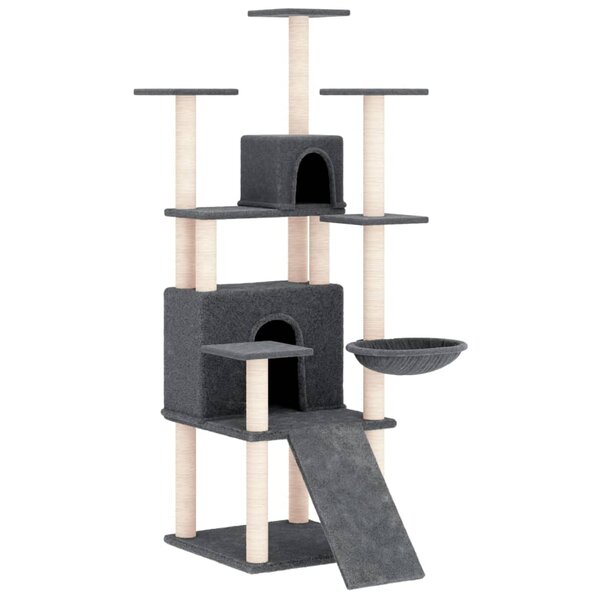 vidaXL Arbre à chat avec griffoirs en sisal Gris foncé 154 cm