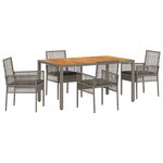 vidaXL Ensemble de salle à manger de jardin 5 pièces avec coussins gris en poly rotin