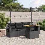 vidaXL Salon de jardin 5 Pièces avec coussins noir résine tressée