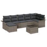 vidaXL Ensemble de canapé de jardin avec coussin 8 Pièces Gris Poly rotin