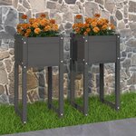 vidaXL Jardinières 2 Pièces Gris 40x40x81 cm Bois massif de pin