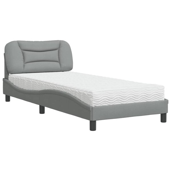 vidaXL Lit avec matelas gris clair 90x190 cm tissu