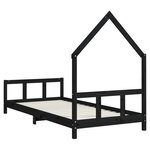 vidaXL Cadre de lit pour enfants noir 90x200 cm bois de pin massif