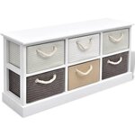 Banc 95 x 28 x 47 cm banquette de rangement 6 tiroirs bois 02_0021243