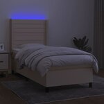 vidaXL Sommier à lattes de lit matelas et LED Crème 100x200 cm Tissu