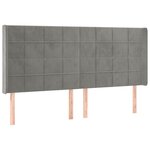 vidaXL Tête de lit à LED Gris clair 163x16x118/128 cm Velours