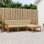 vidaXL Ensemble de canapés d'extérieur 4 Pièces Naturel et Beige