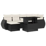 vidaXL Salon de jardin 7 Pièces avec coussins noir résine tressée