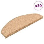 vidaXL Tapis d'escalier 30 pièces 65 x 21 x 4 cm Doré Demi-rond Grand