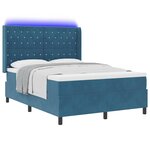 vidaXL Lit à Ressorts avec Matelas LED Bleu 140 x 200 cm Velours