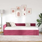 vidaXL Cadre de lit d'angle Bordeaux 90 cm x 200 cm tissu