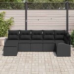 vidaXL Ensemble de canapé de jardin 7 Pièces Noir Poly rotin