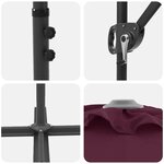 vidaXL Parasol cantilever de jardin Rouge bordeaux 372 x 198 x 243 cm