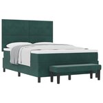 vidaXL Lit à ressorts avec tête de lit Vert foncé 190 x 140 cm Velours