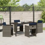 vidaXL Ensemble de salle à manger de jardin 5 pièces avec coussins en rotin poly gris