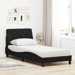 vidaXL Lit avec matelas noir 80x200 cm tissu