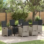 Ensemble de salle à manger de jardin 7 pièces vidaXL avec coussins gris clair poly rattan
