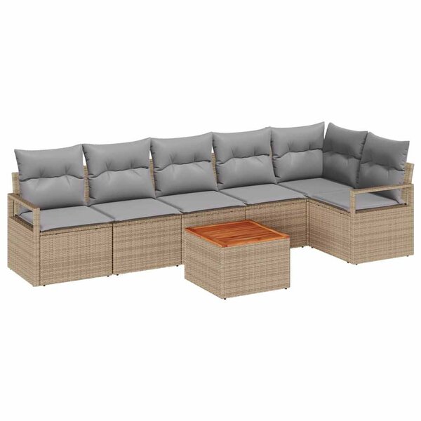 vidaXL Ensemble de canapé de jardin 7 Pièces Beige  gris clair