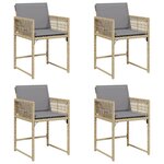 vidaXL Chaises de jardin avec coussins lot de 4 mélange beige