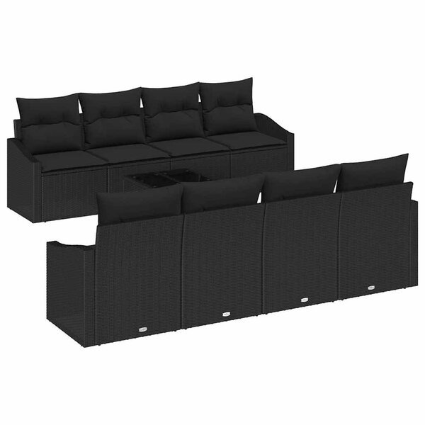 vidaXL Ensemble de canapé de jardin Manuel 7 Pièces Noir 55 x 55 x 37 cm