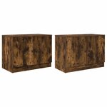 vidaXL Armoire de lit 2 Pièces Chêne fumé 66 x 35 x 48 cm