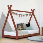 Lit tipi enfant NAKANA 90 x 200 rouge brique