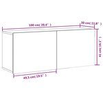 vidaXL Meuble TV mural chêne fumé 100x30x41 cm