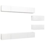 vidaXL Ensemble de meubles TV 6 Pièces Blanc Bois d'ingénierie