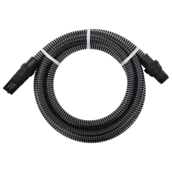 vidaXL Tuyau d'aspiration avec raccords en PVC noir 1" 7 m PVC