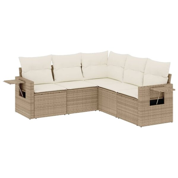 vidaXL Salon de jardin avec coussins 5 Pièces beige résine tressée