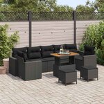 vidaXL Ensemble de canapé de jardin 10 Pièces Noir polyrotin