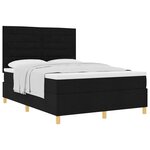 vidaXL Lit à ressorts avec matelas Noir 160 x 200 cm tissu
