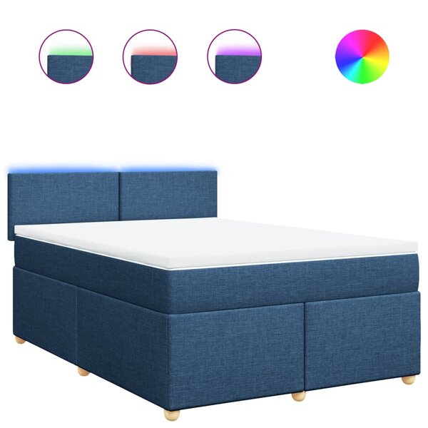 vidaXL Sommier à lattes de lit avec matelas Bleu 140x190 cm Tissu
