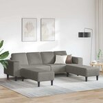 Sofa en tissu avec coussin Gris clair Tissu en velours côtelé