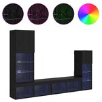 vidaXL Meubles TV muraux 4 Pièces Chêne noir Bois d'ingénierie