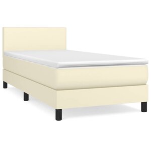 vidaXL Lit à sommier tapissier avec matelas Crème 90x190 cm Similicuir