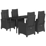 vidaXL Ensemble à manger de jardin coussins 5Pièces Noir Résine tressée