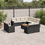 vidaXL Salon de jardin 12 Pièces avec coussins noir résine tressée