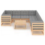 Salon de jardin meuble d'extérieur ensemble de mobilier 9 pièces avec coussins bois de pin massif 02_0017927