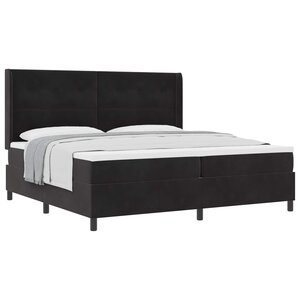 vidaXL Lit à ressorts avec matelas Noir 200 x 200 cm Velours
